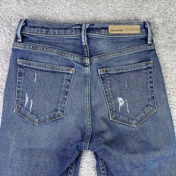 GRLFRND Karolina Jeans Women’s 24 Blue Skinny Mid-Rise Medium Wash Button Fly - Picture 6 of 16